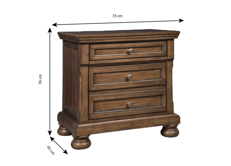 Traditional Bedside Table with 2 Drawers - Freemans